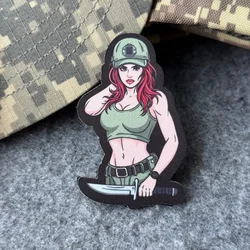 Parche Morale Airsoft Operadora Táctica con Cuchillo - Gancho y Bucle