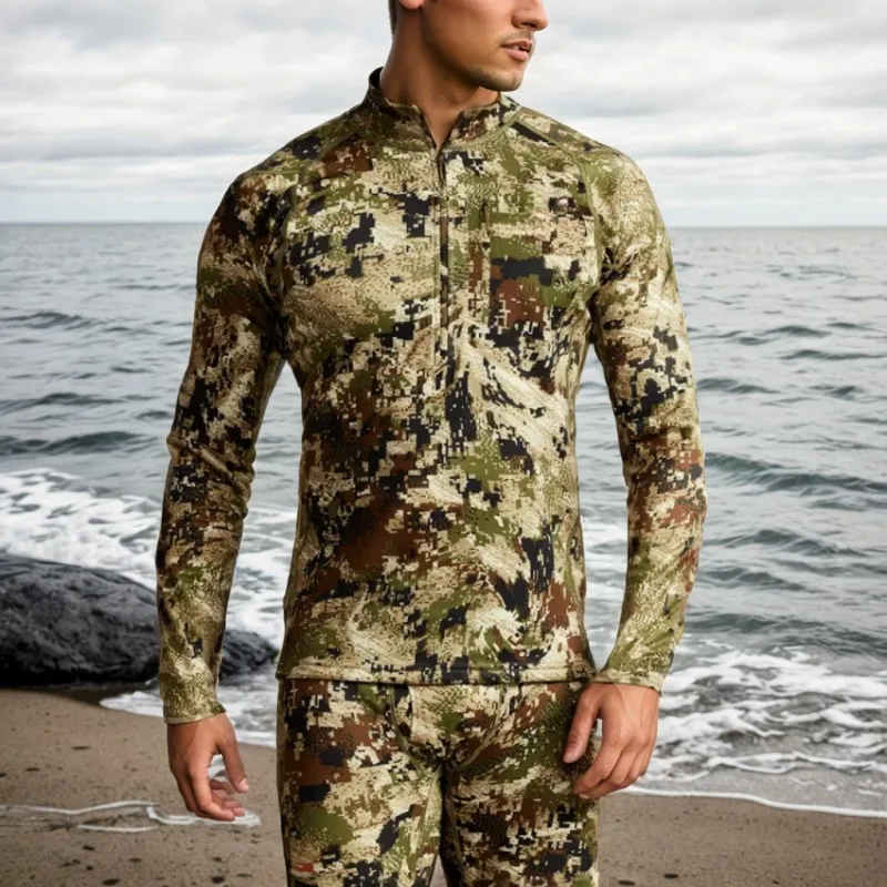 Camiseta táctica camuflaje con cremallera, secado rápido manga larga - imagen 4