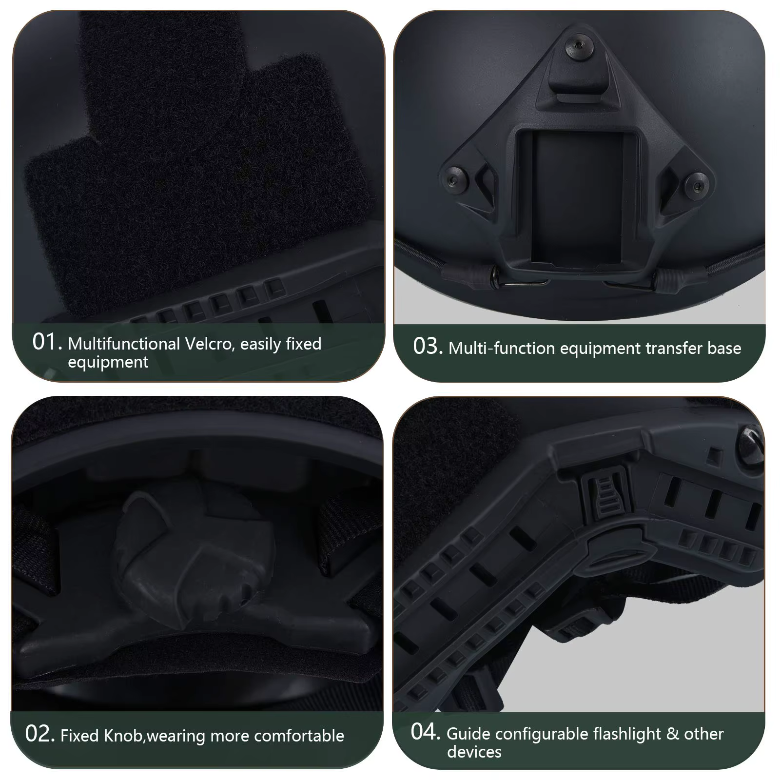BOOIU MH Base ABS Casco táctico con rieles laterales Airsoft - imagen 5