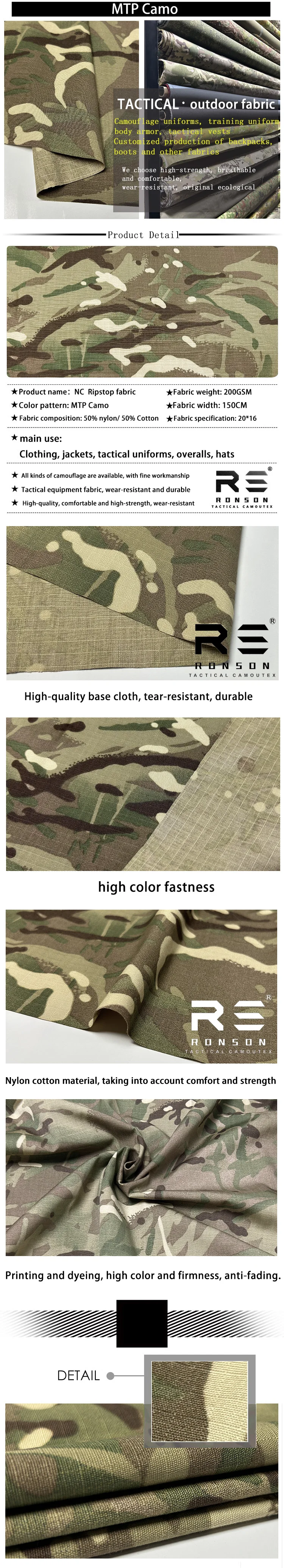 Tela ripstop camuflaje MTP NYCO5050 para uniformes