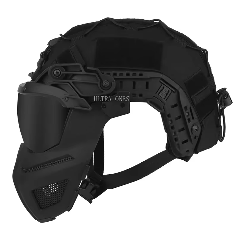 Casco táctico de cobertura total con máscara facial de malla de acero - imagen 4
