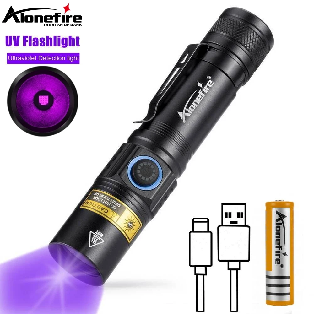 Linterna UV 365 nm tipo C recargable por USB