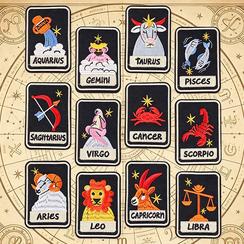 Parche termoadhesivo bordado vintage zodiaco constelaciones para ropa - imagen 2