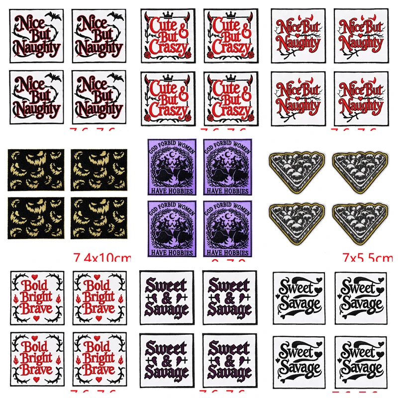 Pack de parches bordados con letras góticas retro