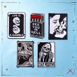 Parches termoadhesivos calavera punk DIY – bordado para ropa y mochila