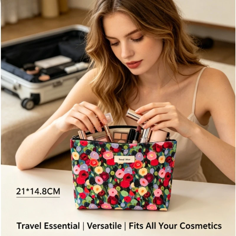 Neceser de cosméticos tela Oxford gran capacidad portátil para viaje - imagen 2