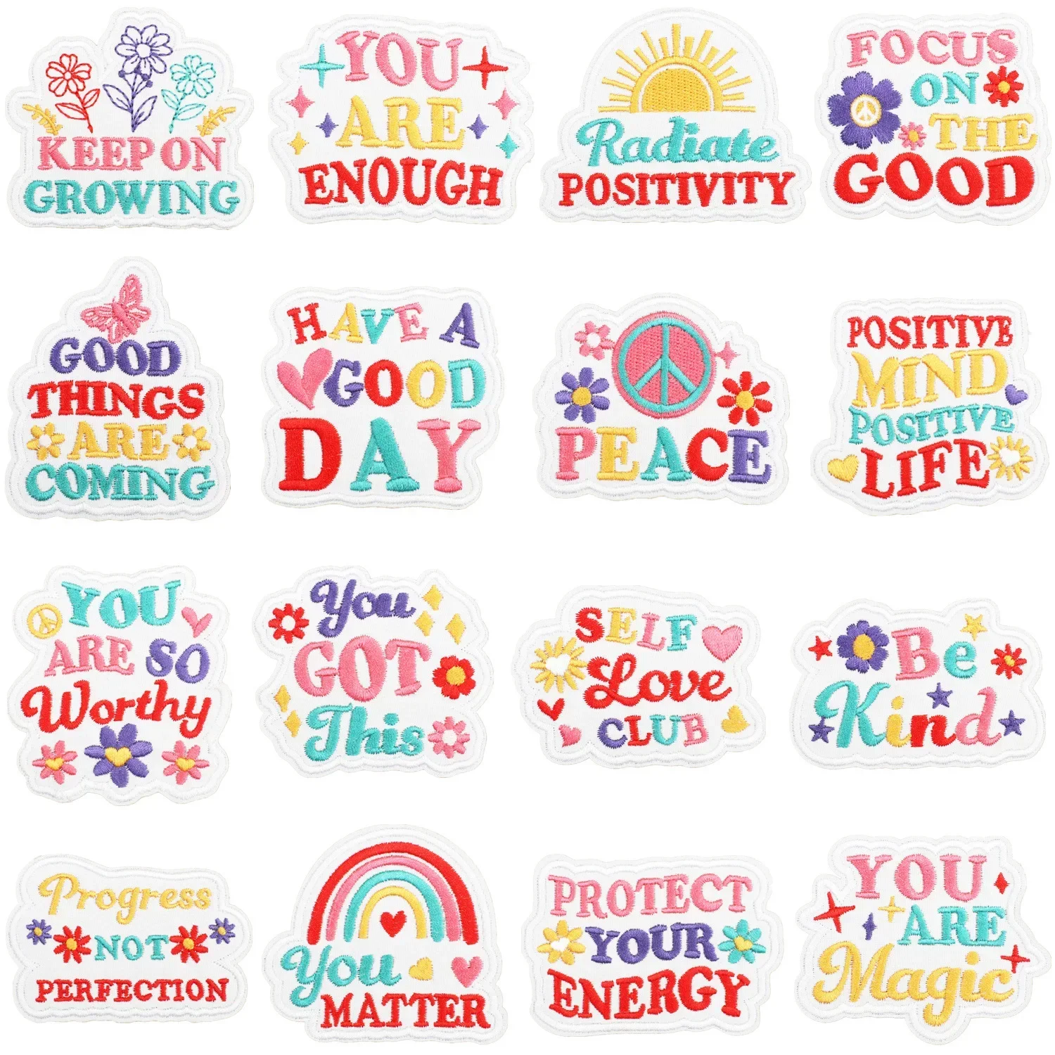 Parche bordado adhesivo salud mental con letras coloridas - imagen 3