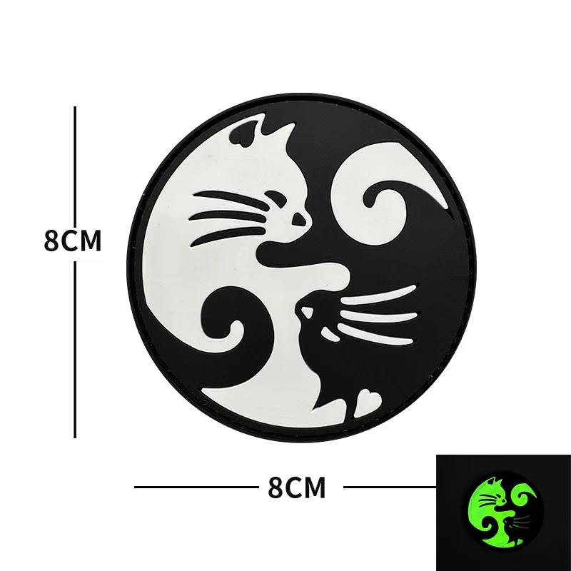 Parche táctico PVC gato yin yang con velcro para mochilas y chalecos