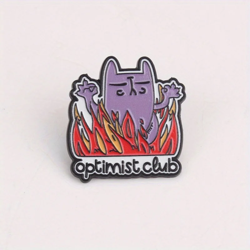Pin lanzallamas táctico Optimist irónico: gato Zen morado - imagen 2