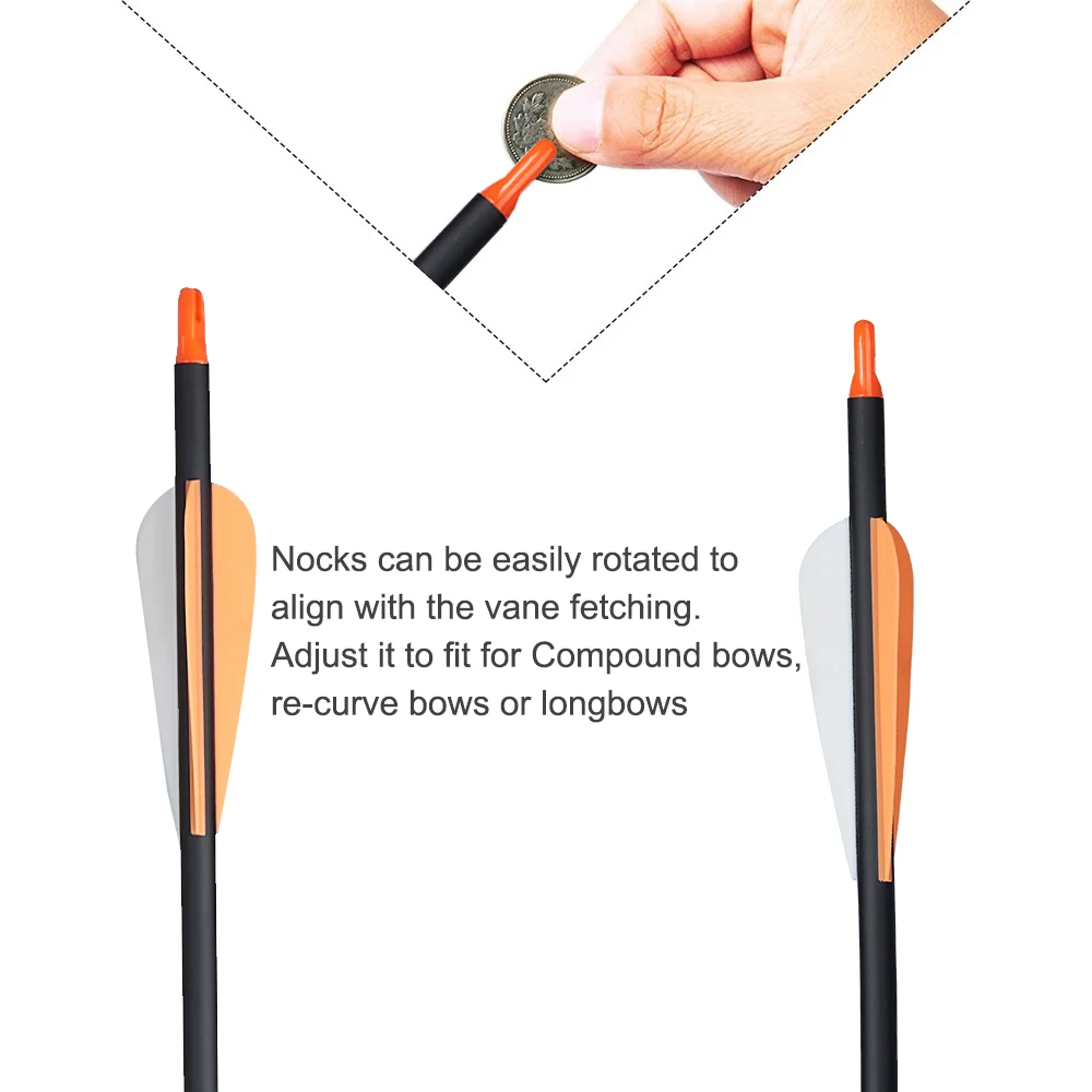 Flecha de carbono naranja para arco tradicional de caza - imagen 4