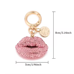 Llavero labios diamantes imitación rojo oro – Colgante bolso mujer
