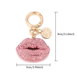 Llavero labios diamantes imitación rojo oro – Colgante bolso mujer