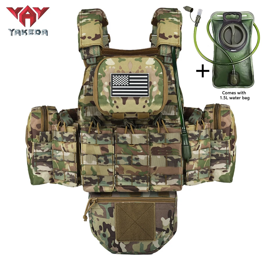 YAKEDA Chaleco táctico MOLLE con bolsa de agua y abdominal desmontable - imagen 4