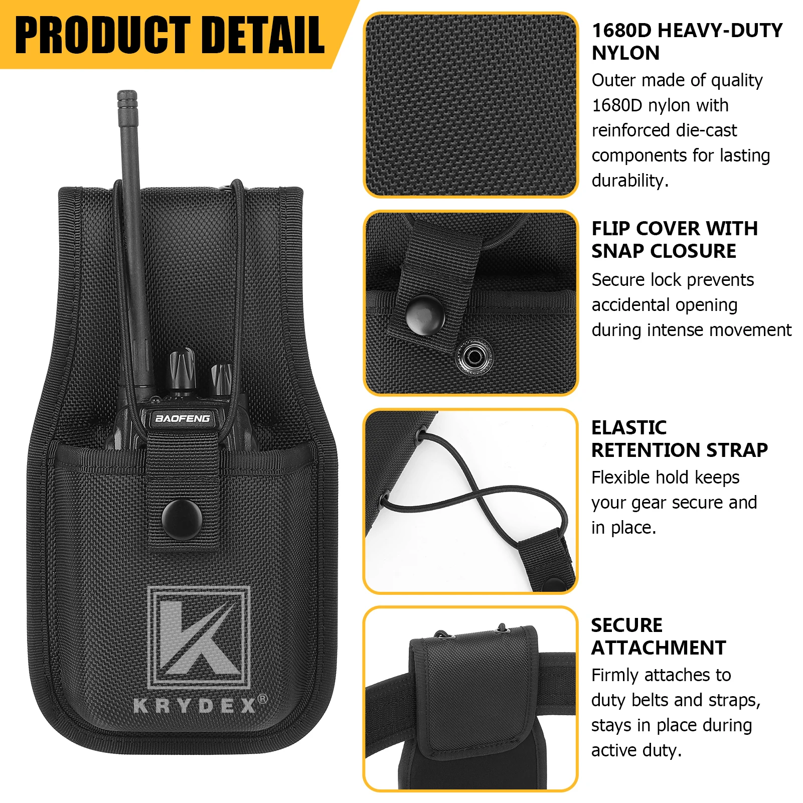 Funda táctica KRYDEX para radio – Portarriesgo para cinturón - imagen 2