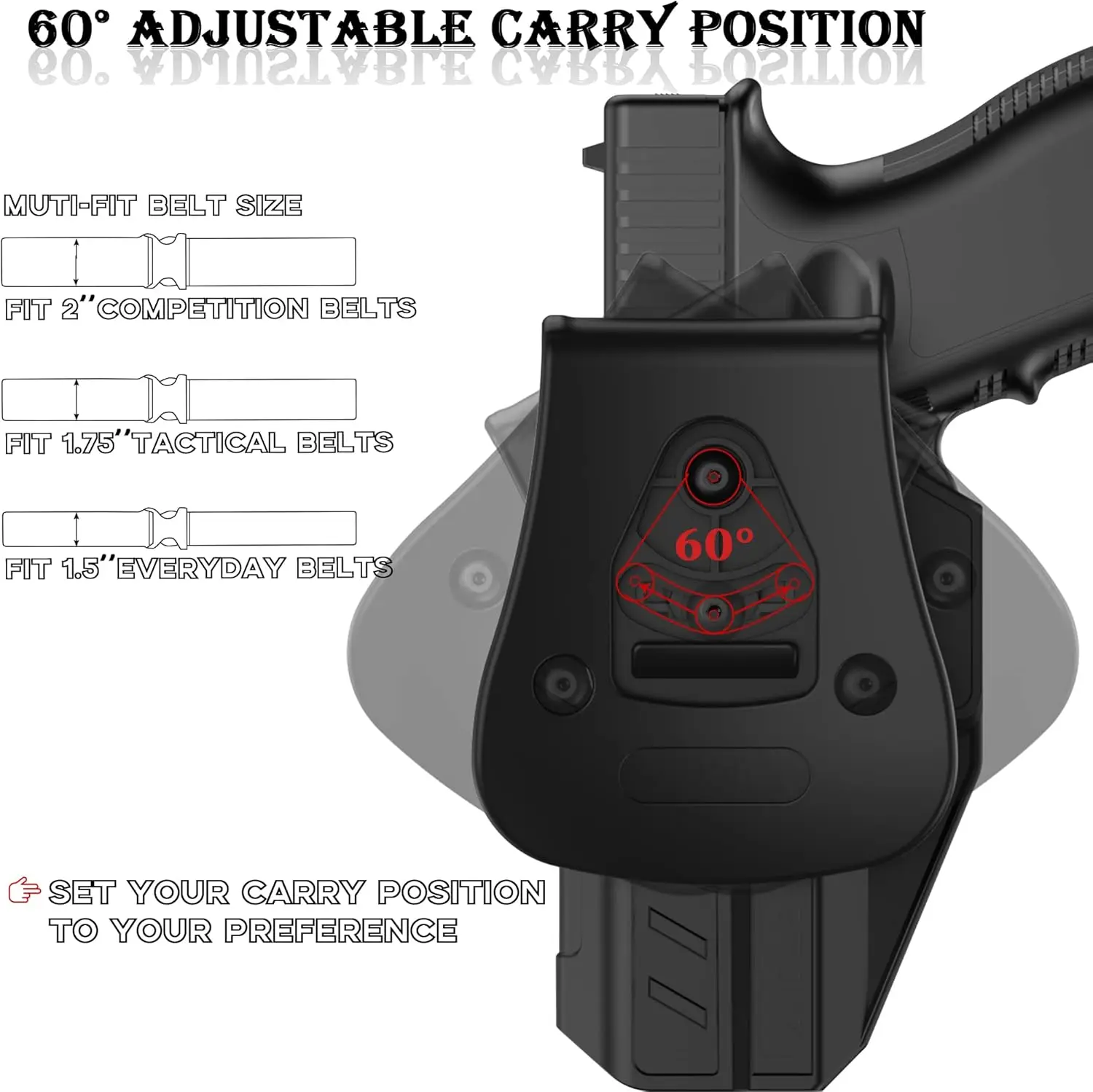 Funda táctica de retención para pistola tipo paddle, mano derecha - imagen 4