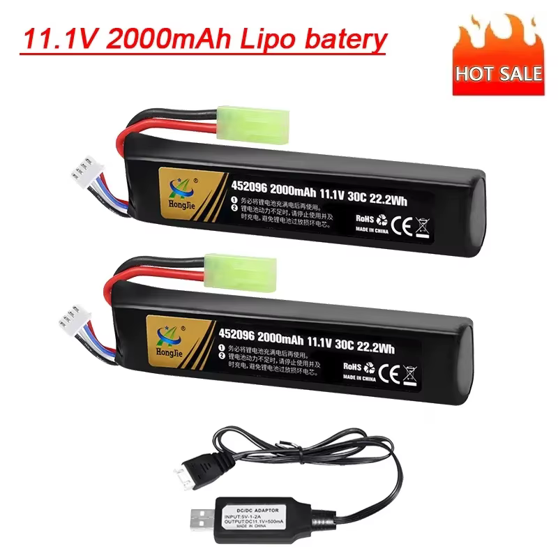 Batería LiPo airsoft recargable con conector Mini Tamiya y JST XH