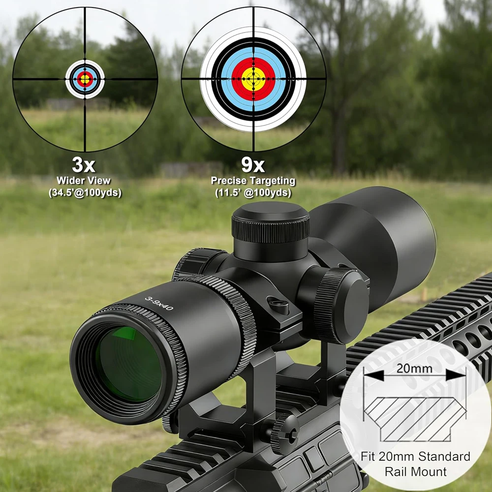 Mira táctica óptica para rifle con iluminación verde y roja Picatinny - imagen 2