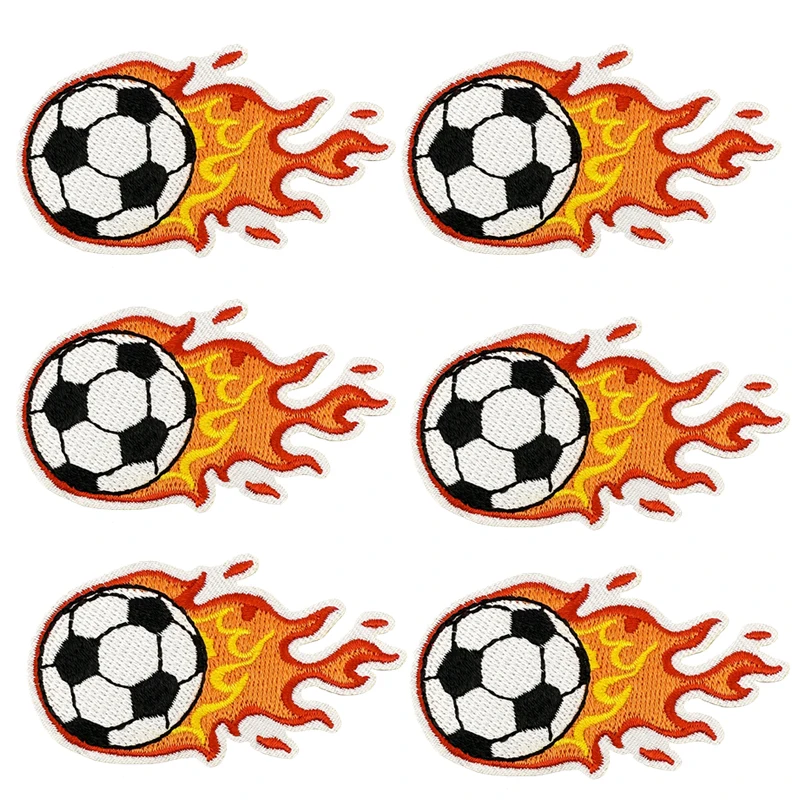 Parche termoadhesivo bordado fuego fútbol para ropa coser o planchar - imagen 3