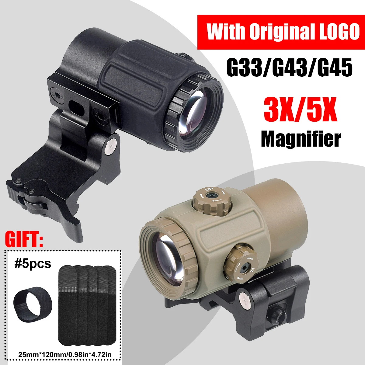 Mira telescópica G45 5X + G33/G43 con lupa lateral Picatinny - imagen 4