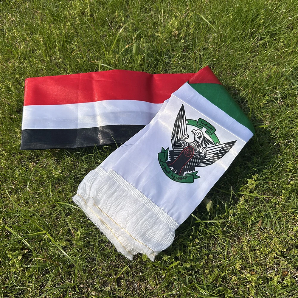 Bufanda bandera Sudán satén con borlas, ideal fútbol y eventos - imagen 2