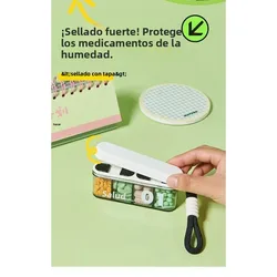Pastillero portátil mini para control diario de dosis y comidas