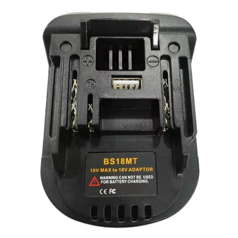 Vista frontal del adaptador BS18MT con puerto USB visible