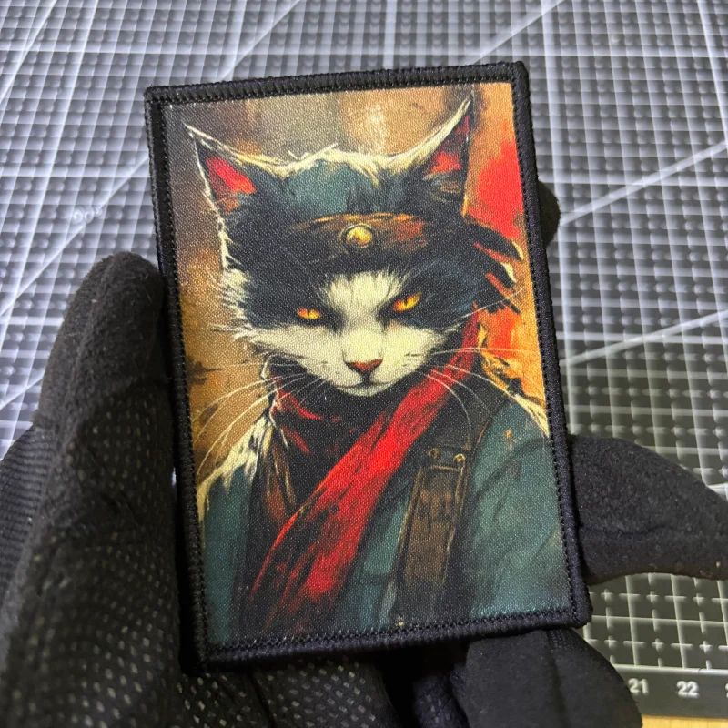 Parche moral táctico de gato retro con velcro para mochila - imagen 4