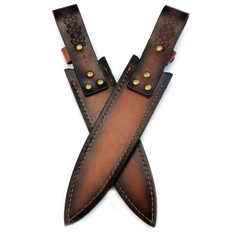 Funda táctica cuero vacuno para cuchillo de hoja fija – Hebilla latón - imagen 2