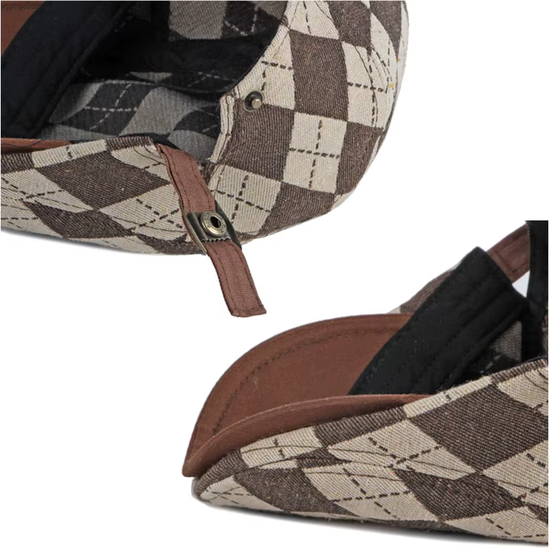 Gorra plana taxista a cuadros retro en espiga, visera - imagen 3