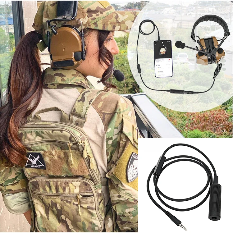Adaptador PTT táctico para auriculares y teléfono con jack - imagen 2