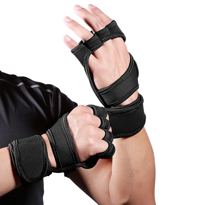Guantes levantamiento pesas antideslizantes medio dedo para gimnasio