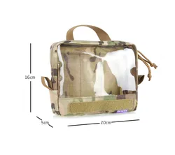 Bolsa organizadora táctica transparente PET con cierre velcro trasero