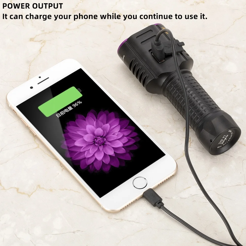 Linterna táctica UV + blanca carga USB detección dinero manchas - imagen 2