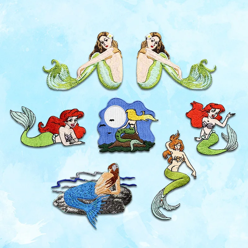 Parche oceánico con motivos de sirena, simétrico