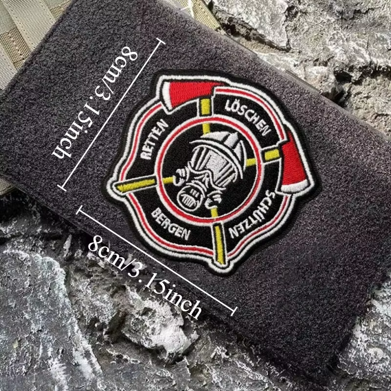Parche de bomberos bordado detalle frontal