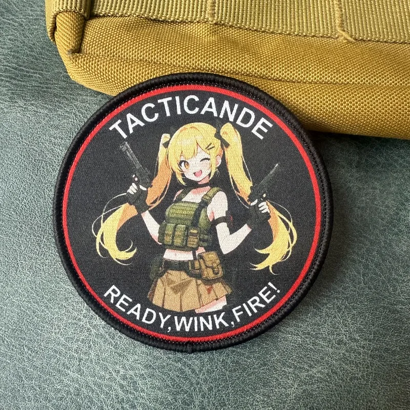 Parche táctico anime con velcro, chica rubia de dos colas mochila