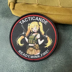 Parche táctico anime con velcro, chica rubia de dos colas mochila