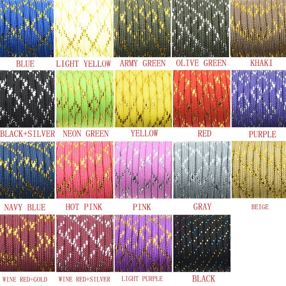 Cordón Paracord dorado y plateado colores disponibles