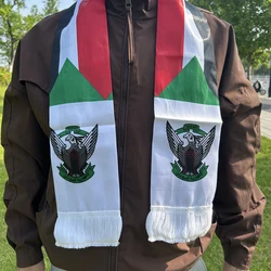 Bufanda bandera Sudán satén con borlas, ideal fútbol y eventos