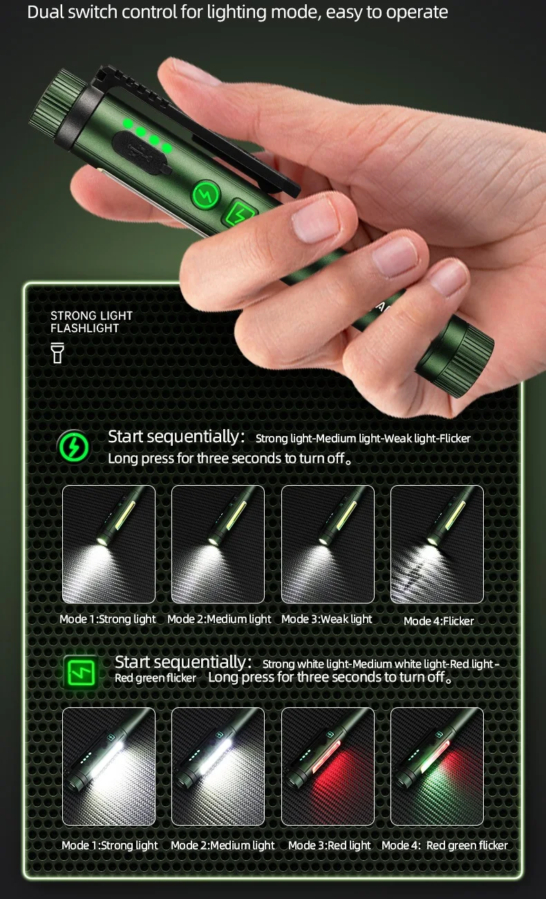 Modos de luz y selector de funcionamiento