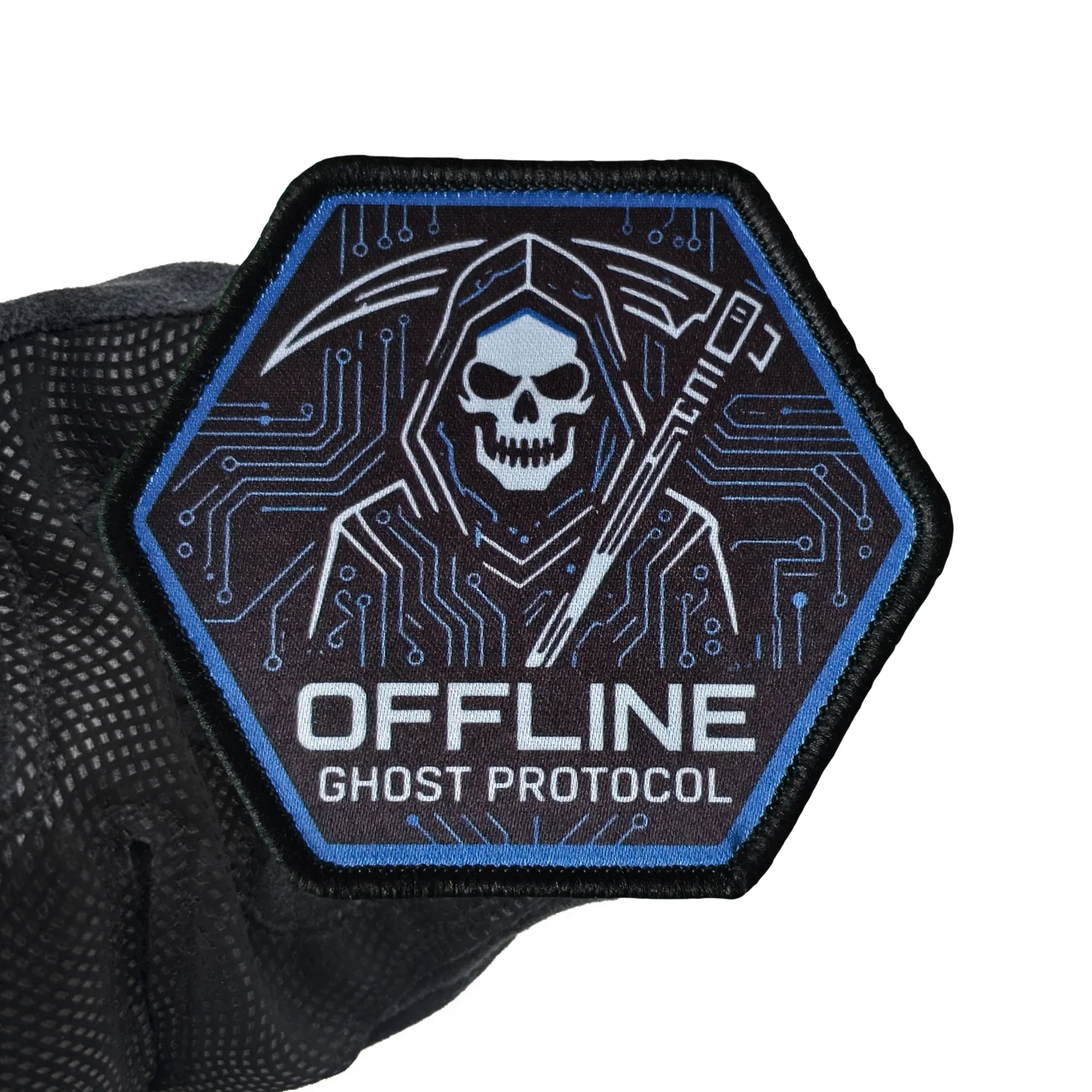 Parche velcro cráneo guadaña punk táctico – Para mochila y ropa militar - imagen 2