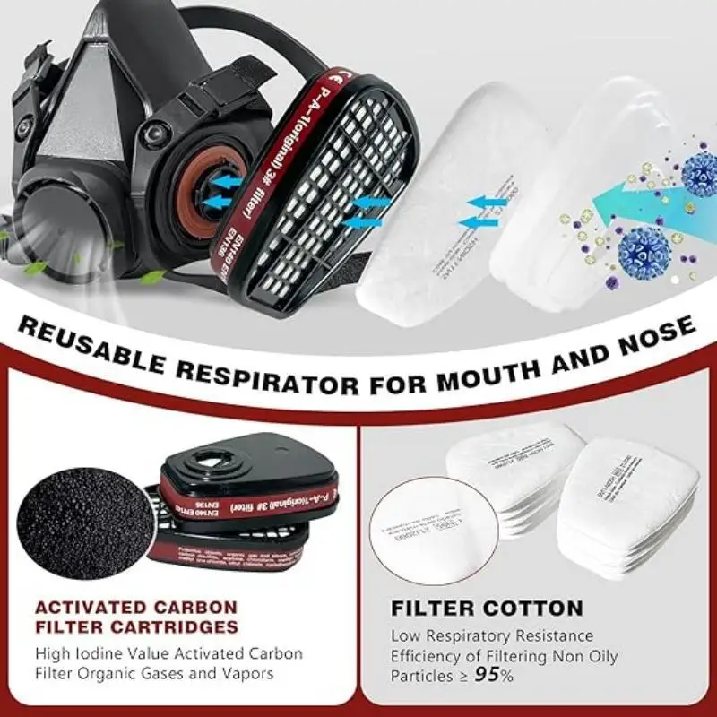 Respirador media cara 6200 para vapores y gases químicos - imagen 5