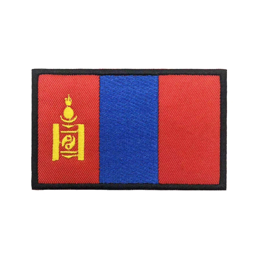 Parche a rayas de la bandera Mongol de Mongolia en estilo chevrons