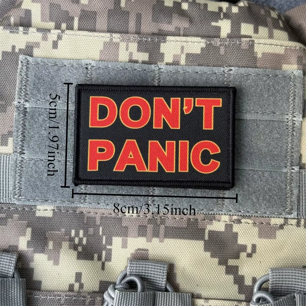 Parche "DON'T PANIC" – Insignia moral táctica MOLLE para ropa ripstop