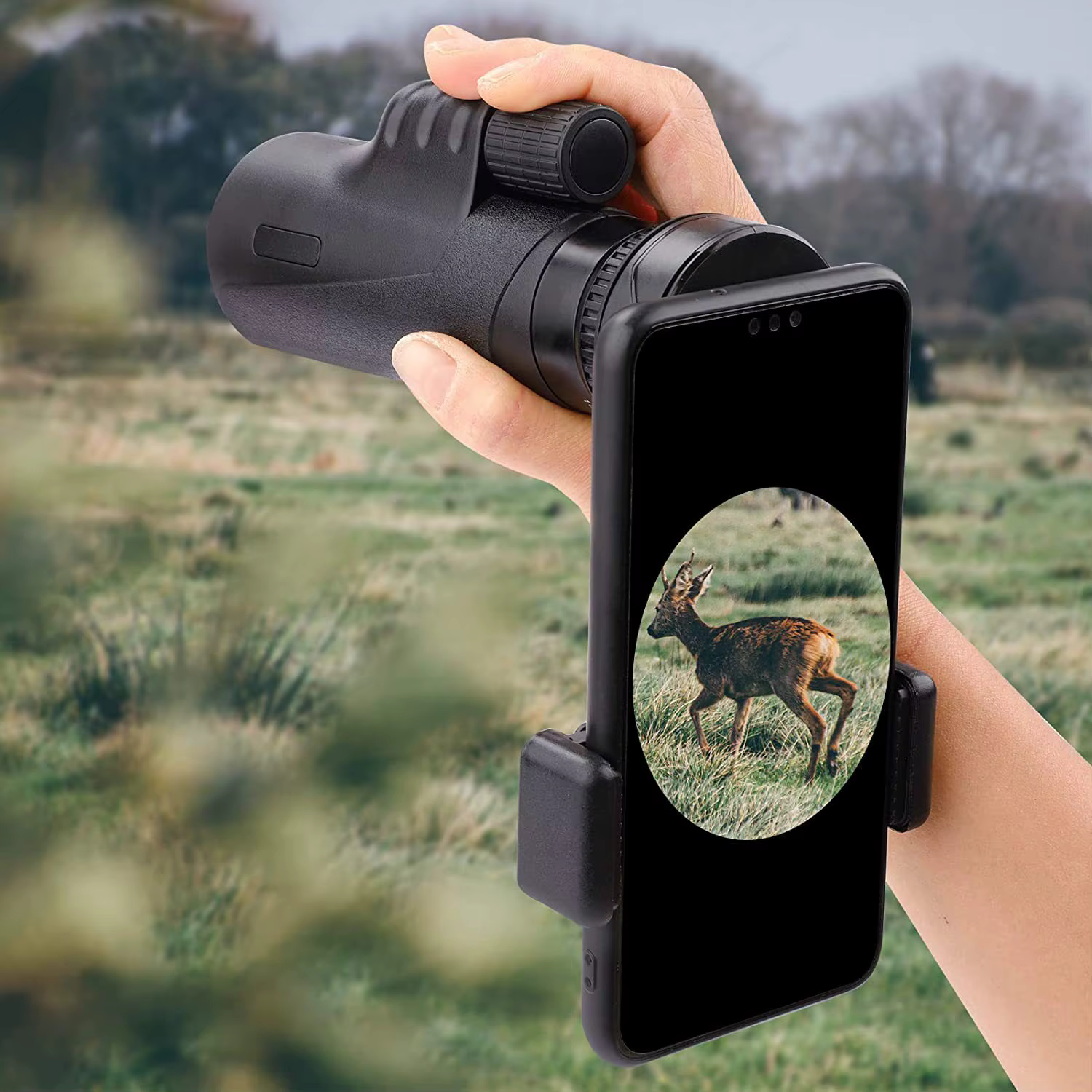 Soporte universal para teléfono con binoculares