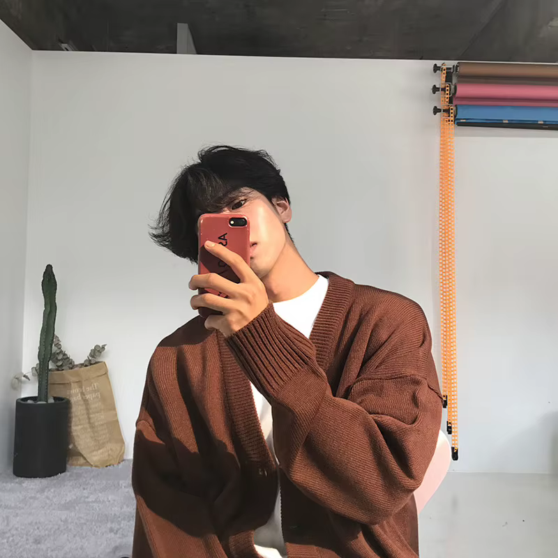Suéter de punto para hombre con cuello en V — Cardigan clásico otoño - imagen 2