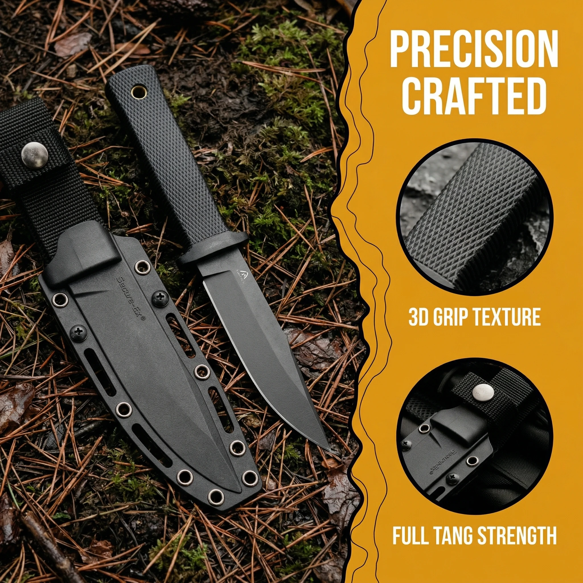 Cuchillo fijo táctico con mango G10 y funda para aire libre uso diario - imagen 3