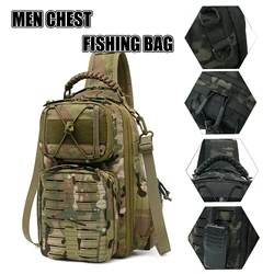 Bolsa bandolera táctica para pesca con soporte de cañas