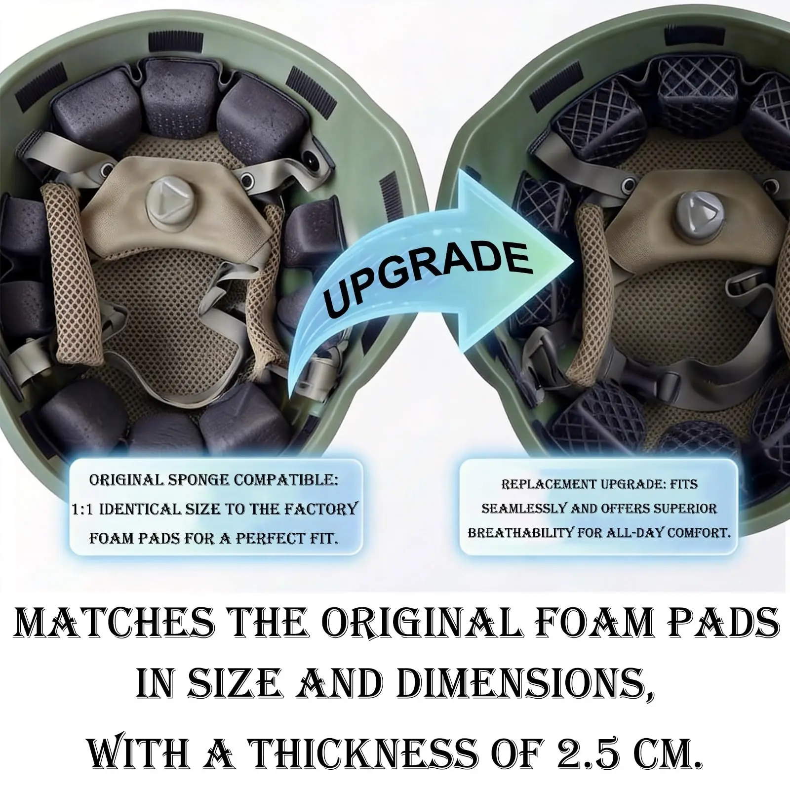 Almohadilla casco táctico espuma Nano transpirable, extraíble