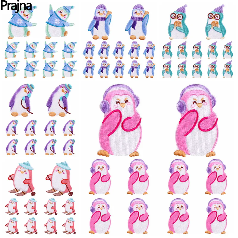 Parche bordado pingüino autoadhesivo para ropa – Diseño animal DIY